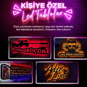 Kişiye Özel Logo ve İsim Yazılı RGB LED Tablo - Ahşap Işıklı Duvar Dekoru